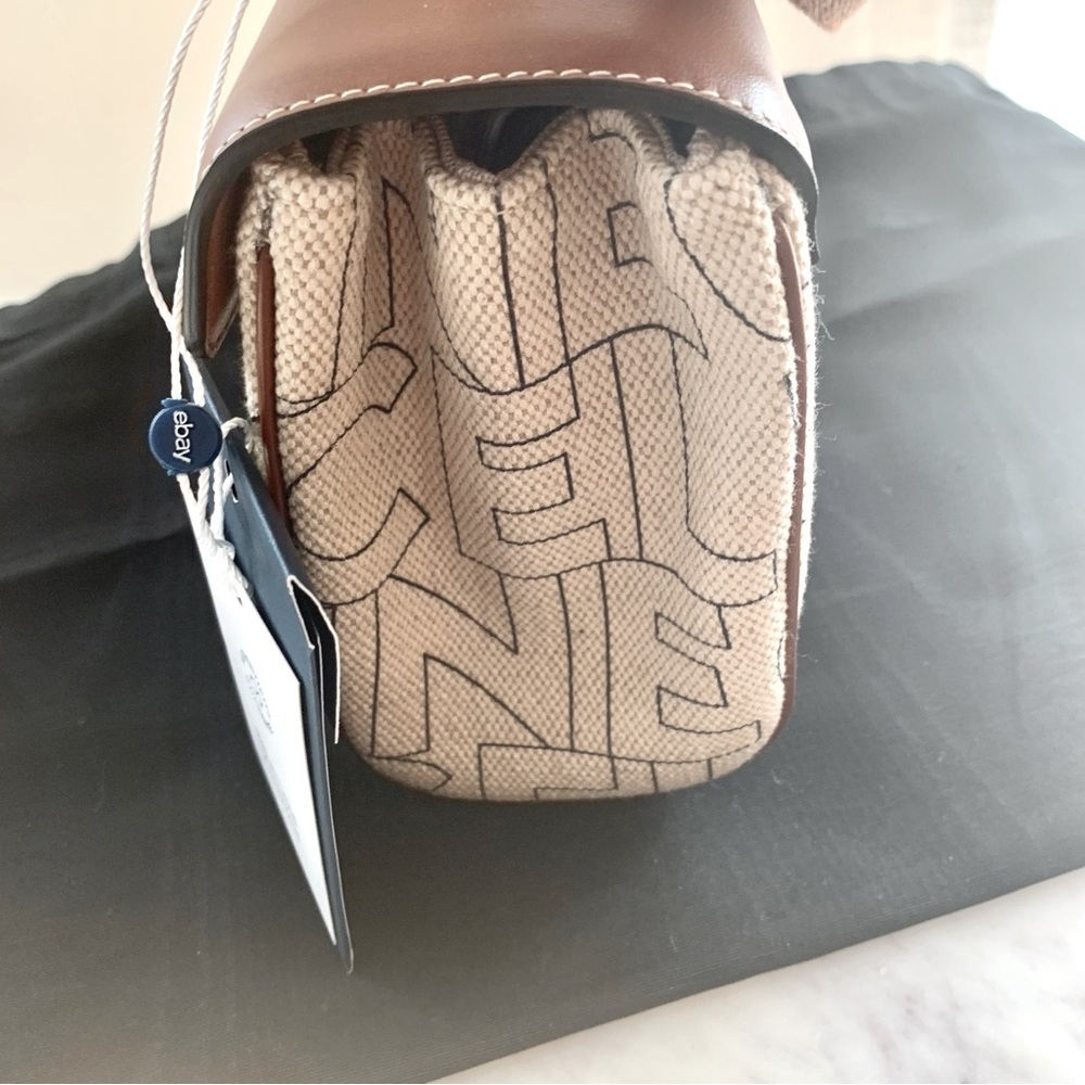 🌟 CELINE Teen Soft 16 Crossbody Bag in Textile Logo and Natural Tan Leather - Picture 5 of 16